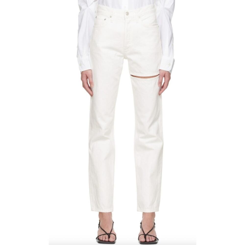 AGOLDE Off White Lana Slice Mid Rise Vintage Straight Jeans Element Size 26 - Picture 4 of 9